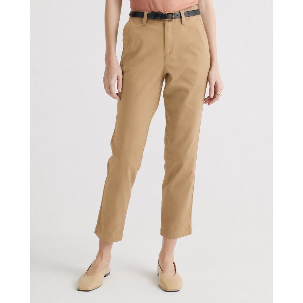 Quince Stretch Cotton Twill Girlfriend Chino Pants Tan Ankle 10